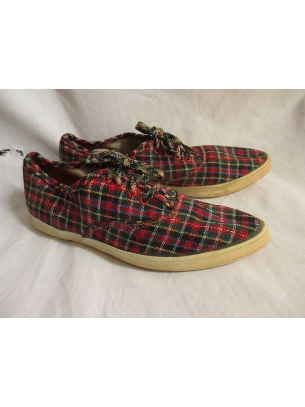 Vintage sz 5 Keds Sneakers Womens Plaid Canvas 1970's Scottish New Wave Punk
